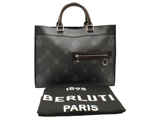 Cabas Berluti Ulysse à Panneaux en Toile en Cuir Noir - vue 8