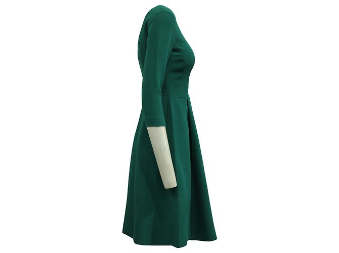 Alberta Ferretti Fit and Flare Kleid aus grüner Seide - Ansicht 2