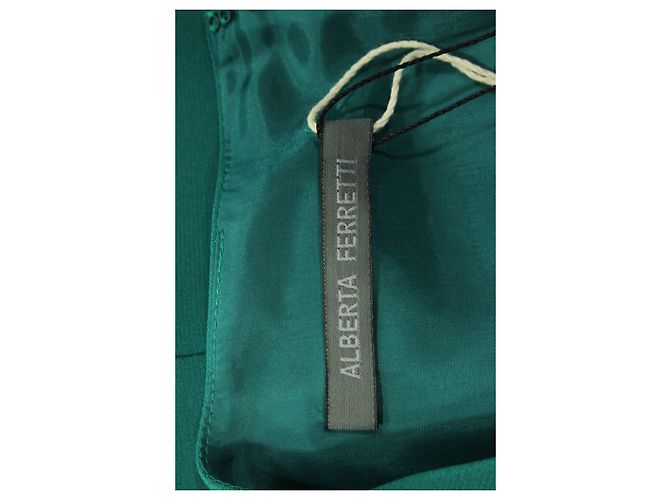 Alberta Ferretti Fit and Flare Kleid aus grüner Seide - Ansicht 4