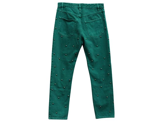 Vaqueros Isabel Marant Etoile Pearl Studded de algodón verde - vista 2