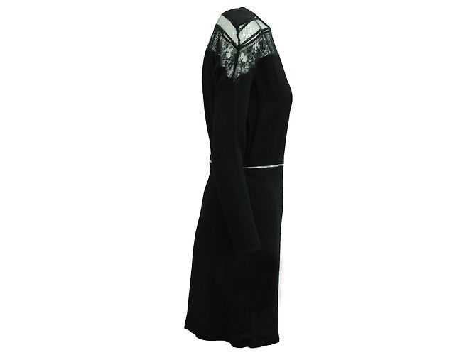 Sandro Paris Spitzenschulterkleid aus schwarzer Viskose - Ansicht 3