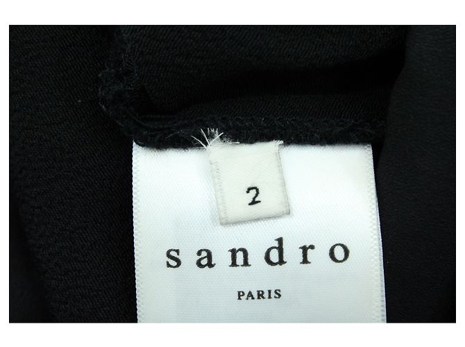 Sandro Paris Spitzenschulterkleid aus schwarzer Viskose - Ansicht 5