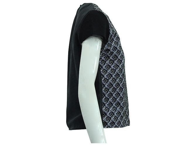 Blusa Estampada Maje en Seda Negra Negro - vista 3