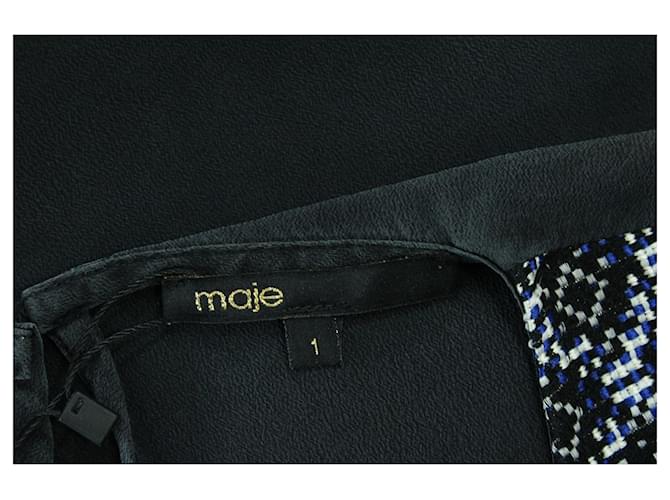Blusa Estampada Maje en Seda Negra Negro - vista 4