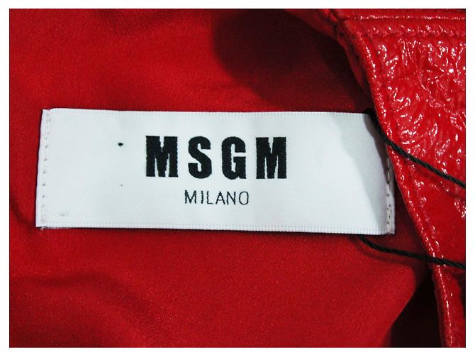 MSGM Robe Droite Effet Crocodile en Polyuréthane Rouge - vue 4