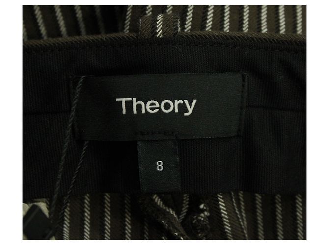 Pantalón Theory de rayas de algodón blanco y negro Impresión de pitón - vista 3