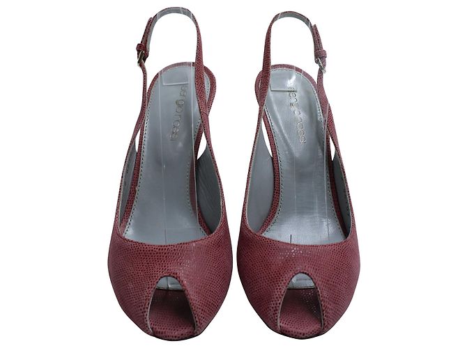 Décolleté Sergio Rossi Peep-Toe Slingback in Pelle Rosa - vista 2