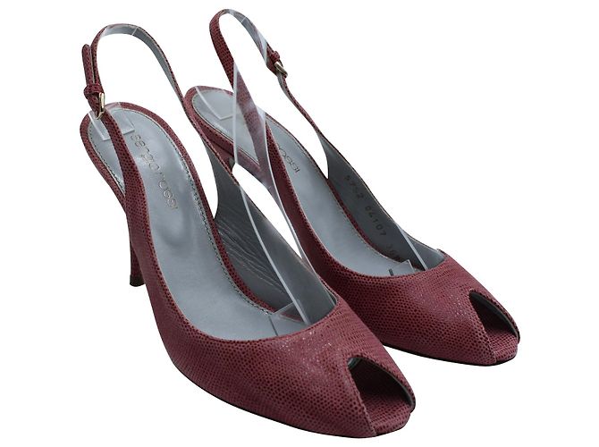 Décolleté Sergio Rossi Peep-Toe Slingback in Pelle Rosa - vista 3