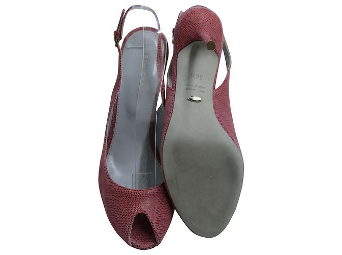 Décolleté Sergio Rossi Peep-Toe Slingback in Pelle Rosa - vista 5