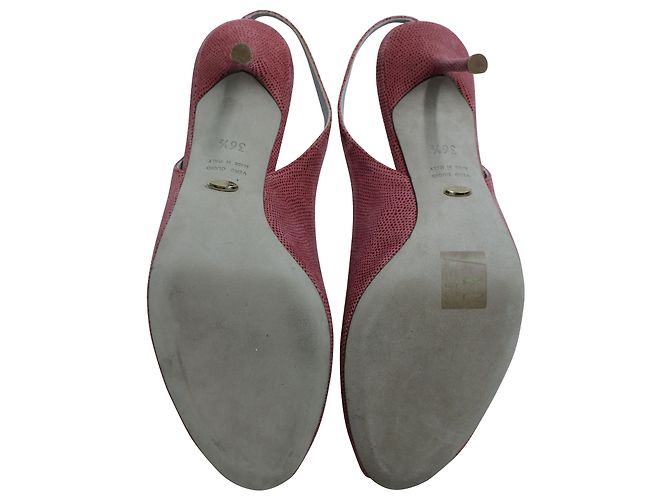 Décolleté Sergio Rossi Peep-Toe Slingback in Pelle Rosa - vista 6