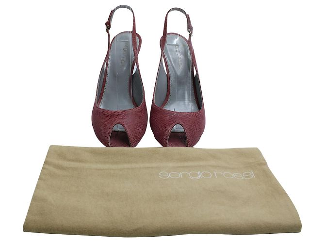Décolleté Sergio Rossi Peep-Toe Slingback in Pelle Rosa - vista 7