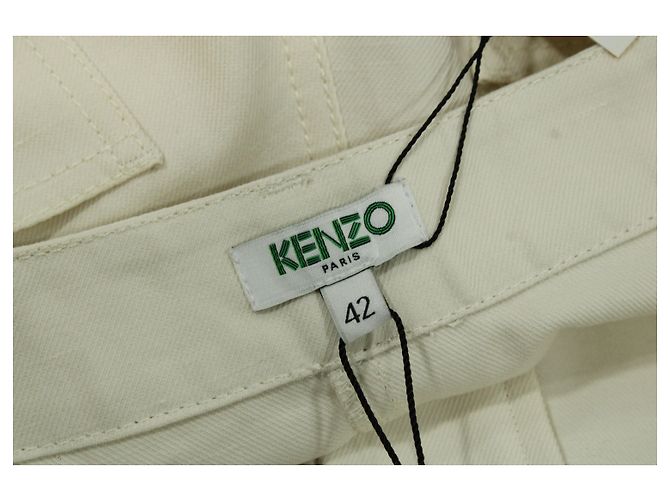 Pantalones capri de pernera ancha en algodón blanco Kenzo - vista 3