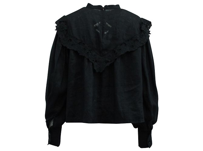 Isabel Marant Étoile Elija blusa con mangas dolman en lino negro - vista 3