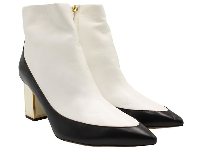 Diane Von Furstenberg Cainta Ankle Boots in White Leather - view 3