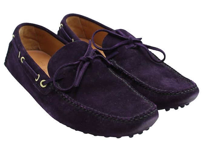 Mocassino Tod's Gommino in camoscio viola Porpora - vista 3
