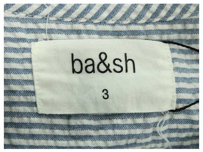 Camicia Ba&Sh Rigata Con Volant in Cotone Blu e Bianco Stampa python - vista 4