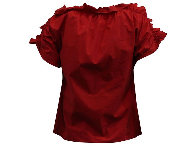 MSGM Rüschentop aus roter Baumwolle - Ansicht 2