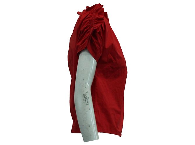 MSGM Rüschentop aus roter Baumwolle - Ansicht 3