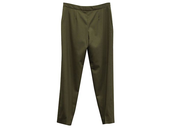 Eng zulaufende Chloé-Hose aus khakigrüner Wolle - Ansicht 2