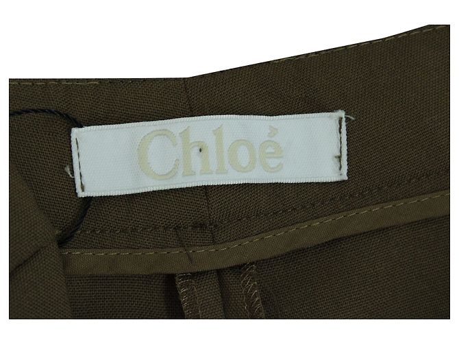 Eng zulaufende Chloé-Hose aus khakigrüner Wolle - Ansicht 3
