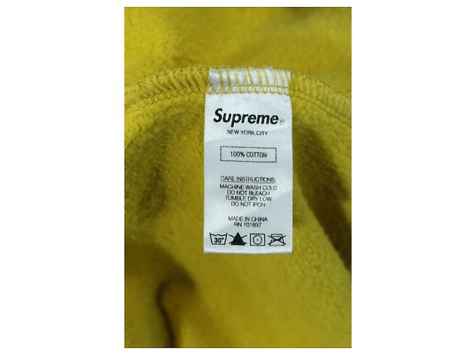 Supreme Logo Suprême 1994 Sweat à Capuche en Coton Jaune - vue 4