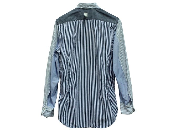 Autre Marque Camicia abbottonata a righe Junya Watanabe x Comme Des Garcon in cotone blu Stampa python - vista 2