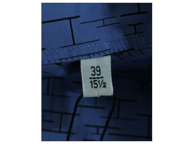 Hermès Logo-Print Button-Down-Hemd aus blau bedruckter Baumwolle - Ansicht 4
