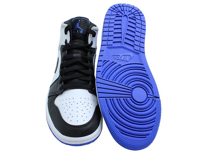 Nike Air Jordan 1 Mid SE in pelle White Hyper e Royal Black Bianco - vista 5