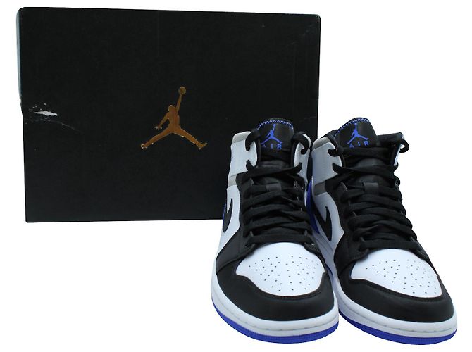 Nike Air Jordan 1 Mid SE in pelle White Hyper e Royal Black Bianco - vista 8