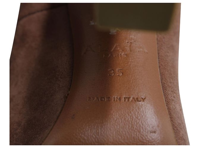 Alaïa Décolleté Alaia con tacco grosso in camoscio marrone - vista 7