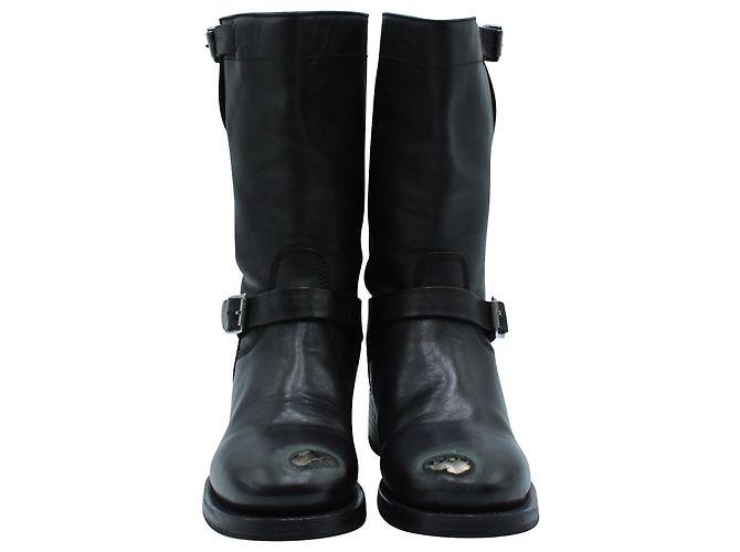 Dsquared2 Distressed Buckle Boots in Black Leather - view 2