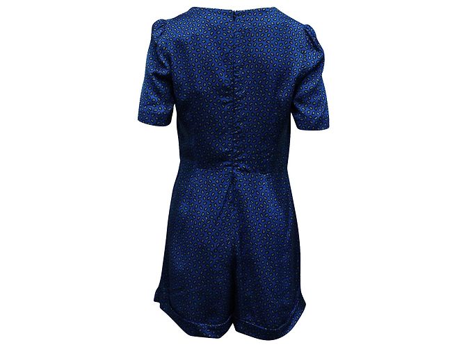 Mono corto de satén con estampado Paisley en viscosa azul Maje Ilona - vista 2