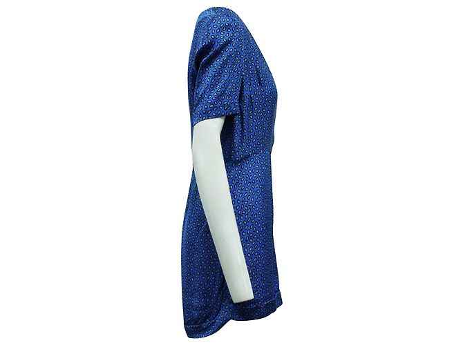 Mono corto de satén con estampado Paisley en viscosa azul Maje Ilona - vista 3
