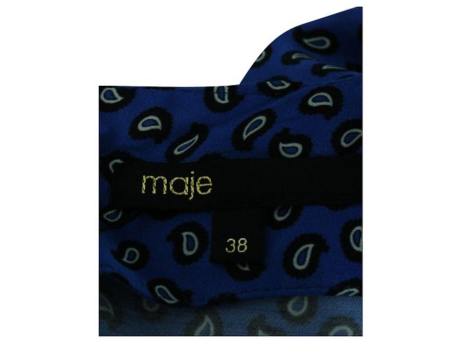 Mono corto de satén con estampado Paisley en viscosa azul Maje Ilona - vista 4