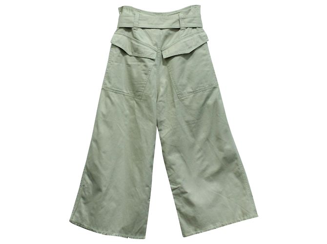 Isabel Marant Calça Larga em Algodão Bege Marrom - vista 2