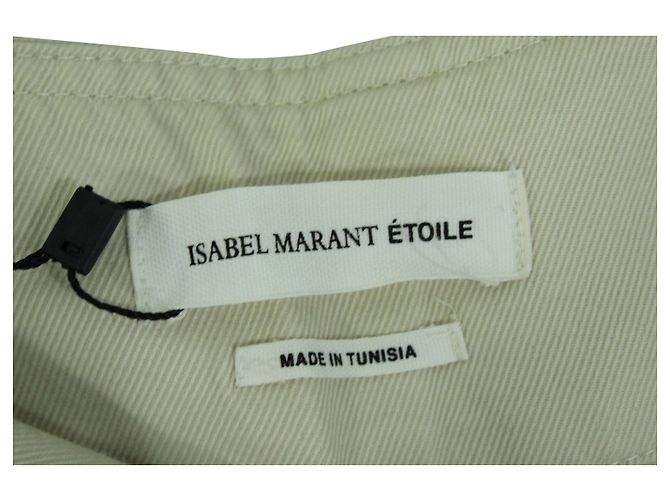 Isabel Marant Calça Larga em Algodão Bege Marrom - vista 3