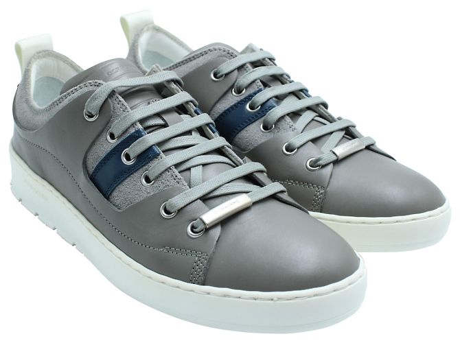 Sneakers basse Dior in pelle grigia Grigio - vista 3