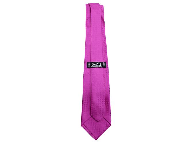 Hermès Cravatta Hermes con stampa H in seta rosa - vista 2