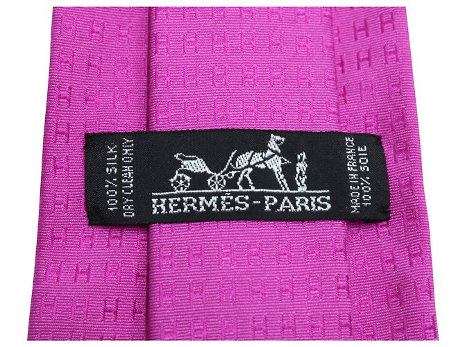 Hermès Cravatta Hermes con stampa H in seta rosa - vista 3