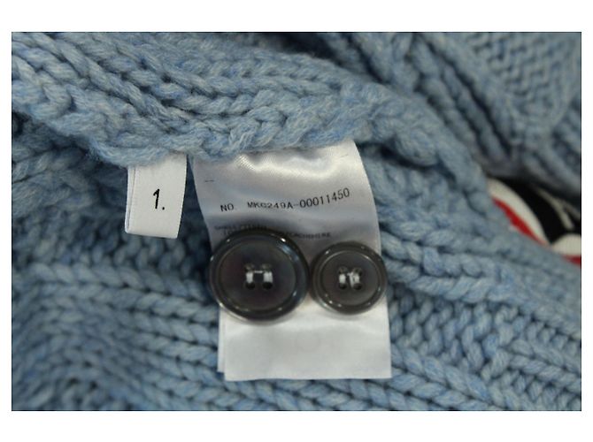 Thom Browne 4 Bar Zopfstrick-Cardigan aus blauer Wolle - Ansicht 5