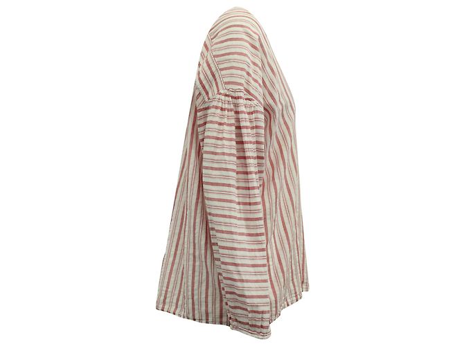Camicetta Vince a maniche lunghe a righe con spalle scese in cotone rosso/bianco - vista 2