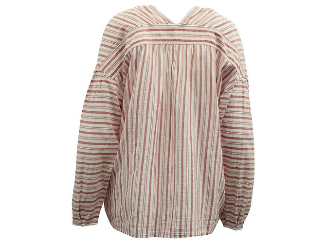 Camicetta Vince a maniche lunghe a righe con spalle scese in cotone rosso/bianco - vista 3