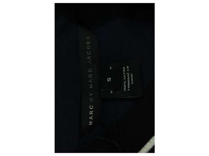 Marc by Marc Jacobs Marc Jacobs Two Tone Polo Shirt in Navy Blue Cotton - view 3