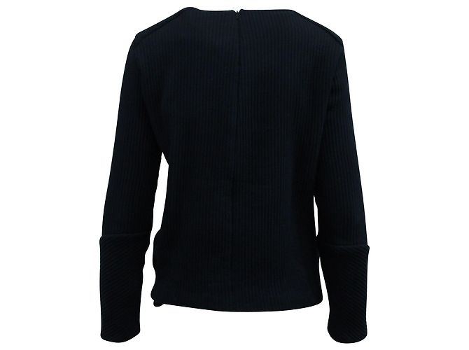 Top Maje De Canalé De Manga Larga Con Bolsillos De Algodón Azul Marino - vista 2