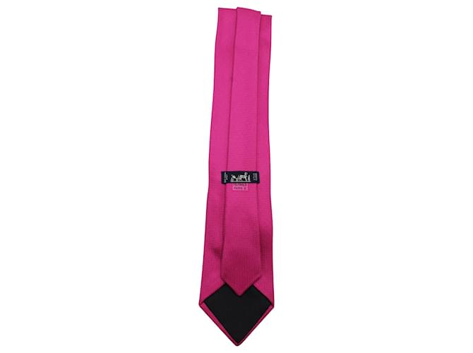 Hermès Cravatta Hermes in Seta Rosa - vista 2