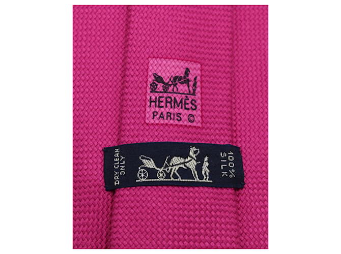 Hermès Cravatta Hermes in Seta Rosa - vista 3