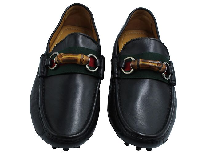 Mocassini Gucci Bamboo in Pelle Nera - vista 2