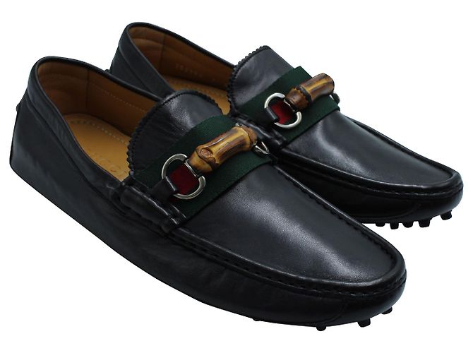 Mocassini Gucci Bamboo in Pelle Nera - vista 3