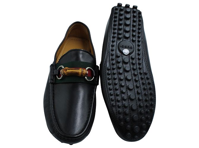Mocassini Gucci Bamboo in Pelle Nera - vista 6