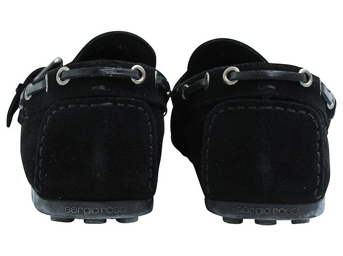 Mocassini Sergio Rossi in camoscio nero - vista 4